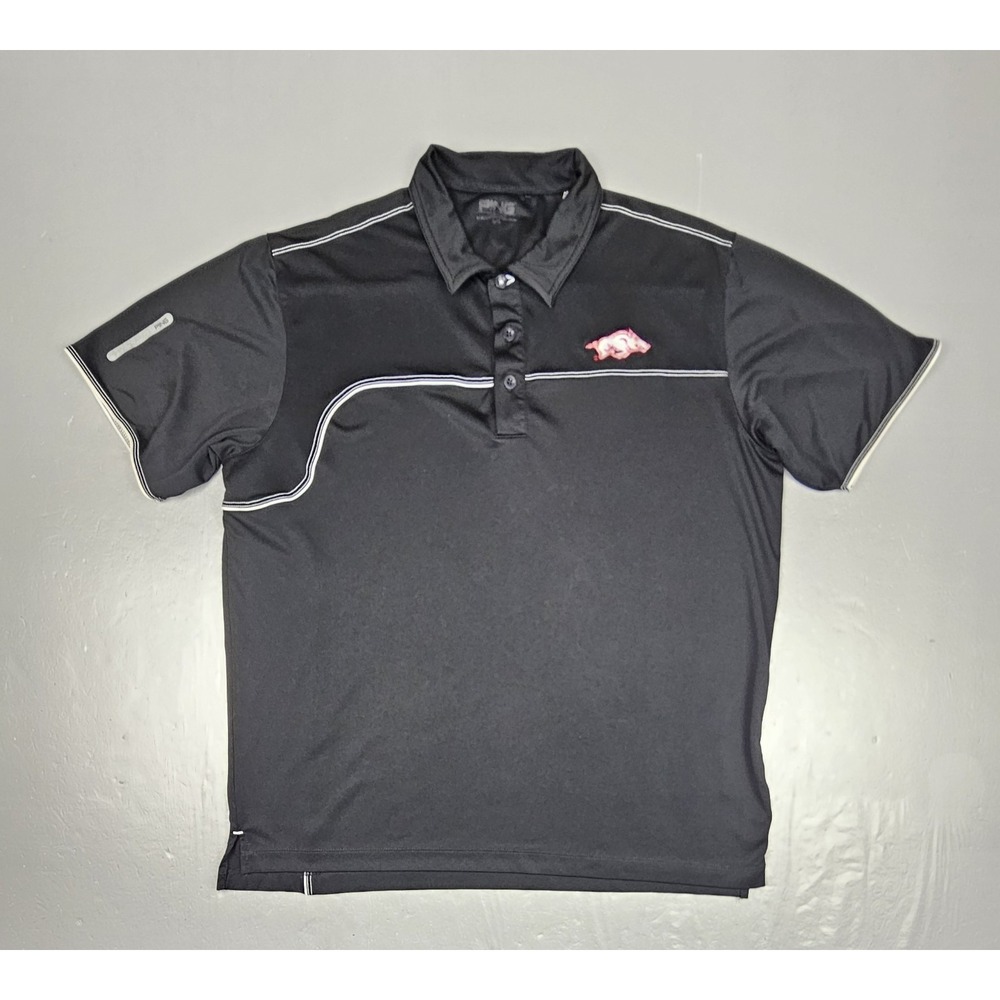 PING Arkansas Razorbacks Golf Polo Shirt Mens Large Black Short Sleeve Athletic